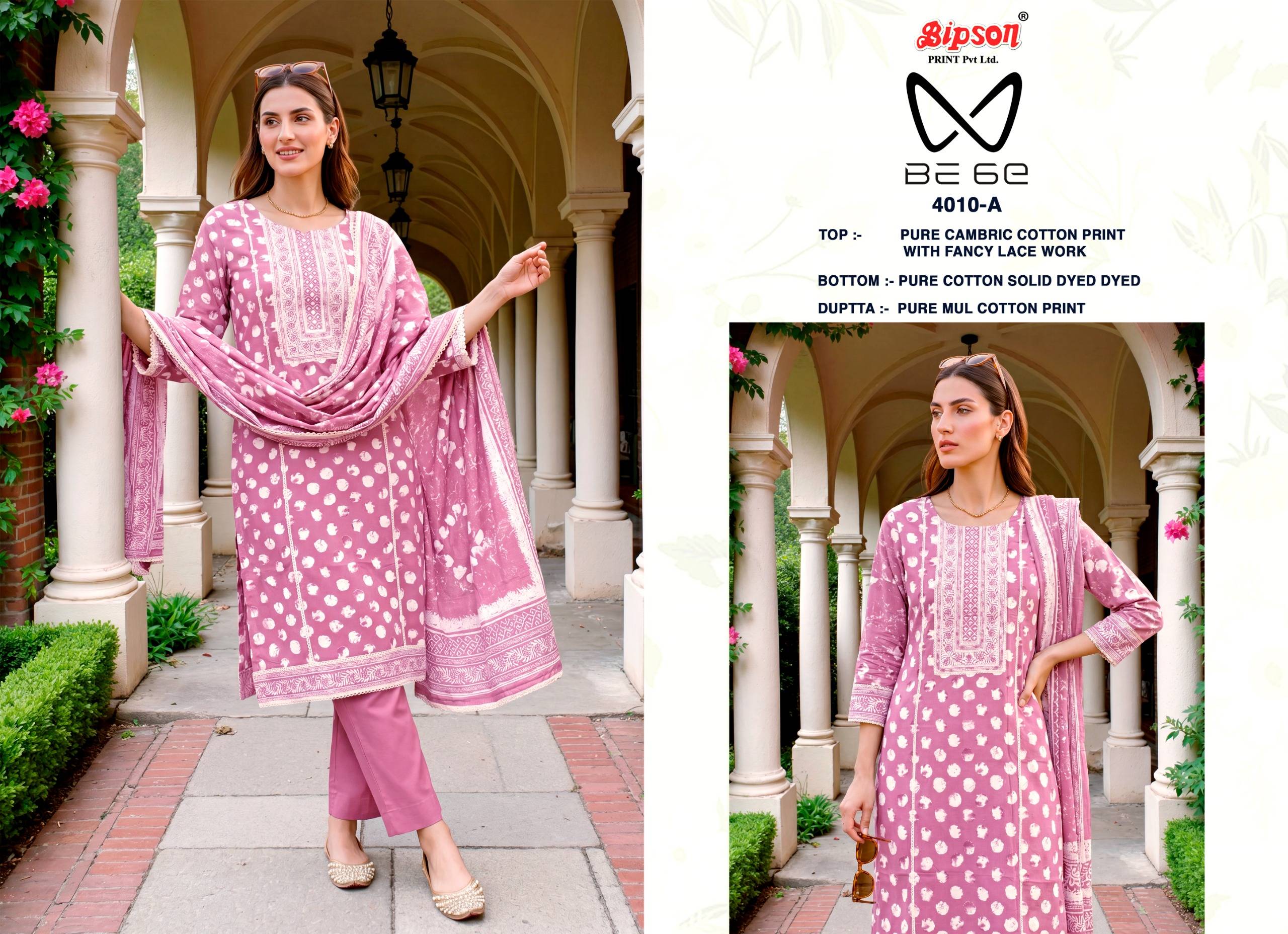 BE 6E - 4010 Series By BIPSON PRINTS Stylish Beautiful Colourful Pure Cotton Dresses At Wholesale Price